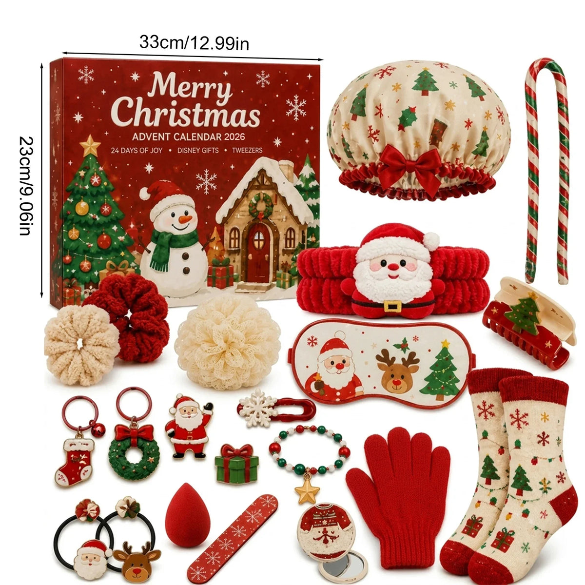 Julkalender dam med pannband, strumpor och handskar, 24 luckor