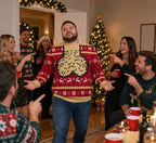 Jultröja herr med rendjur och snöflinga i stickad jacquard