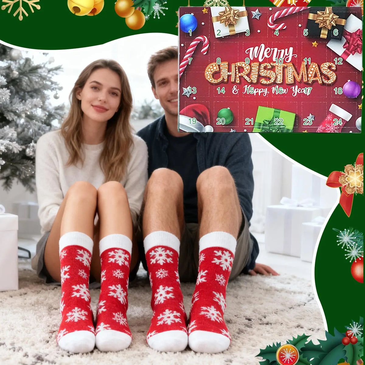 Julkalender strumpor dam herr 12 par vinter mid kalf