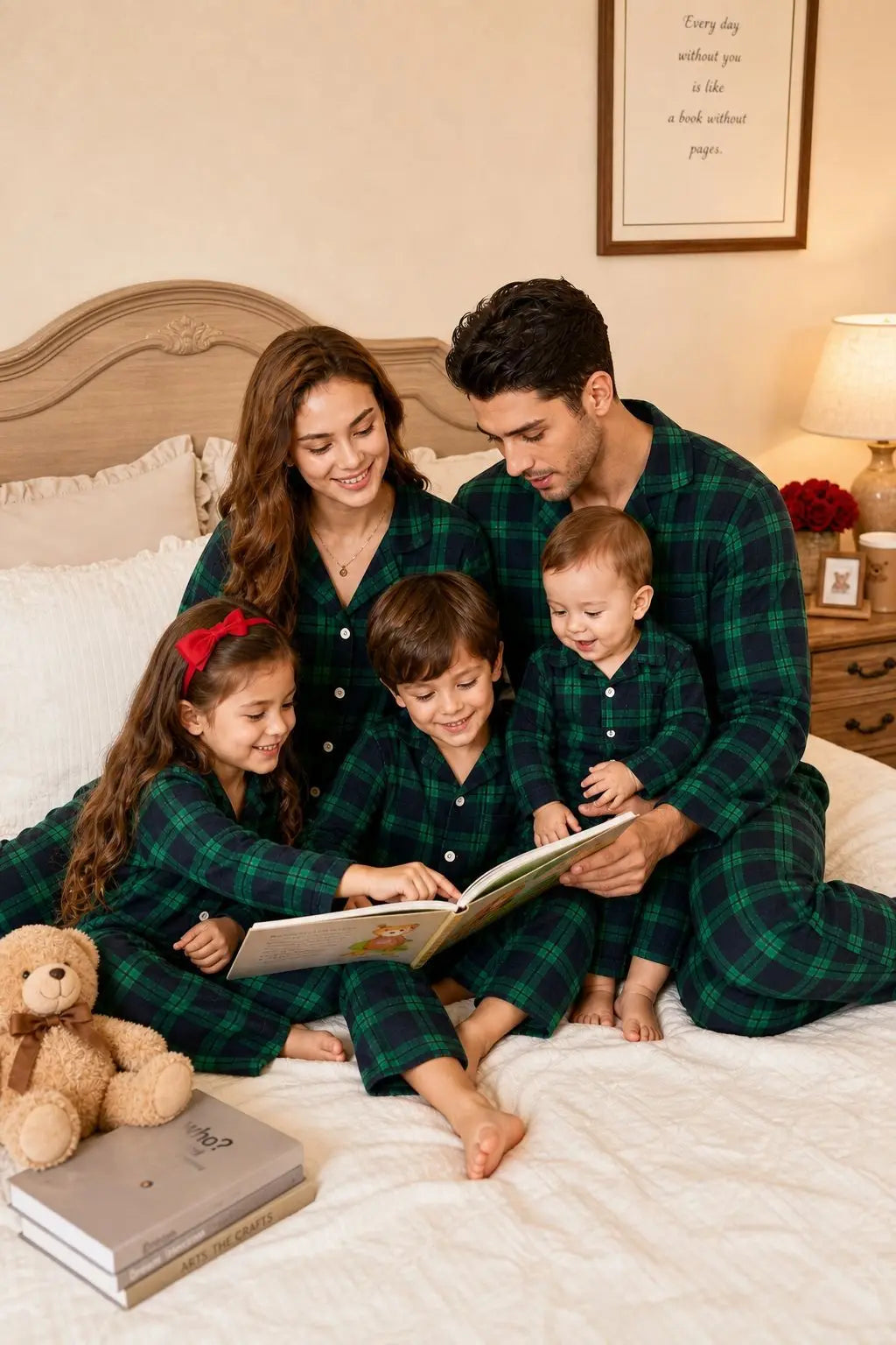 Julpyjamas dam med rutigt mönster och knappskjorta