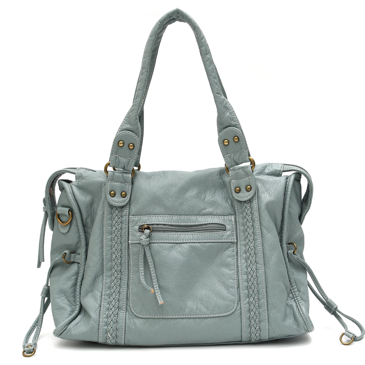Crossbody väska dam med stor kapacitet, vintage tote och dragkedja med axelrem