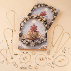 Julkalender smycken med örhängen, halsband och armband, blommig design