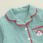 Julpyjamas barn pojkar långärmad 2 delar set med knappad skjorta