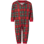 Julpyjamas dam rödrutig familjematchande set med knappskjorta och byxor