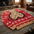 Jultröja herr med rendjur och snöflinga i stickad jacquard