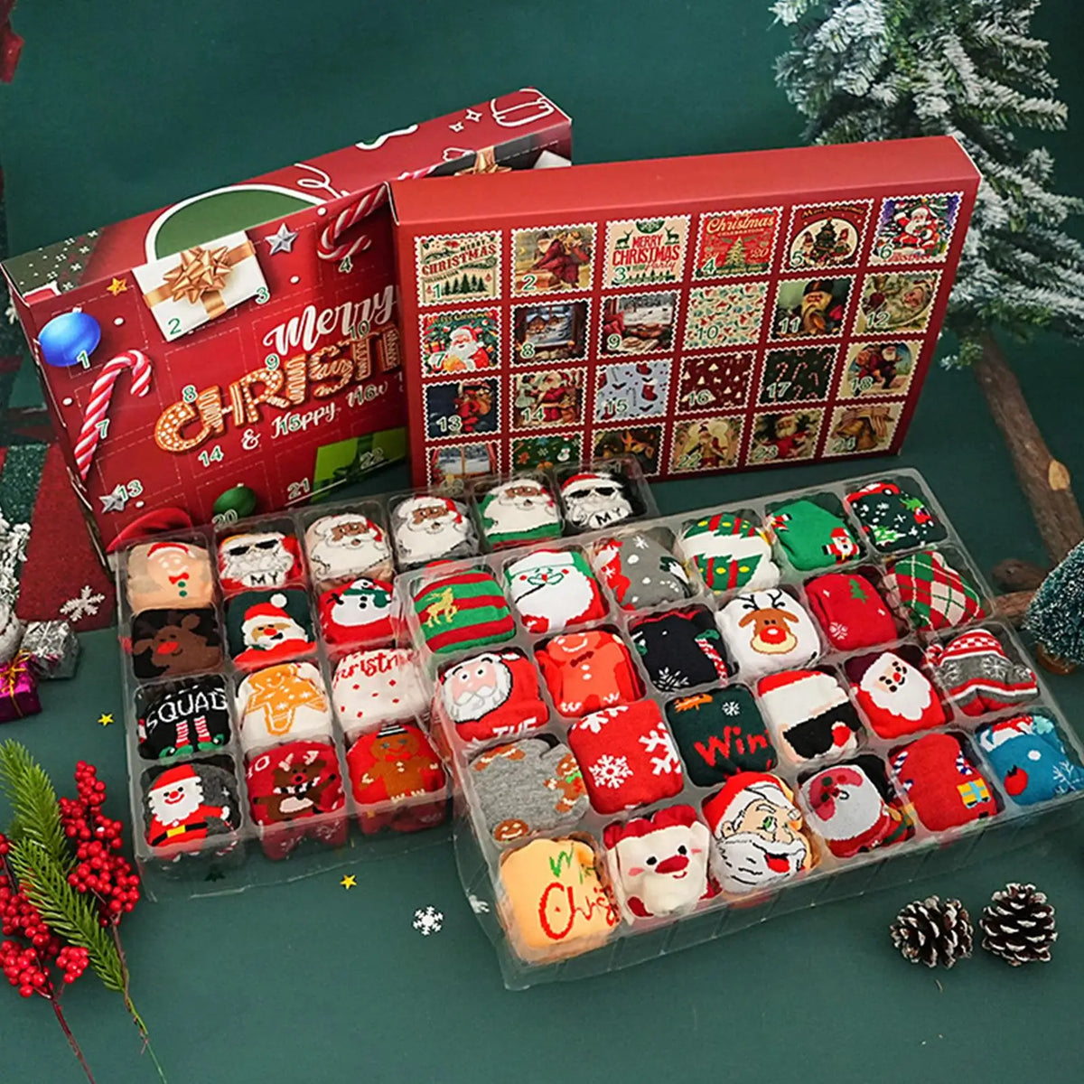 Julkalender strumpor dam herr 12 par vinter mid kalf