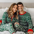 Julpyjamas dam 2 delat set med julmönster loungewear