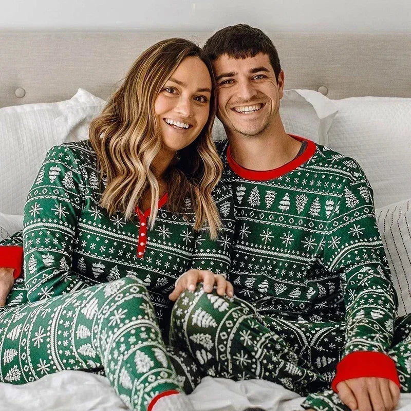 Julpyjamas dam 2 delat set med julmönster loungewear