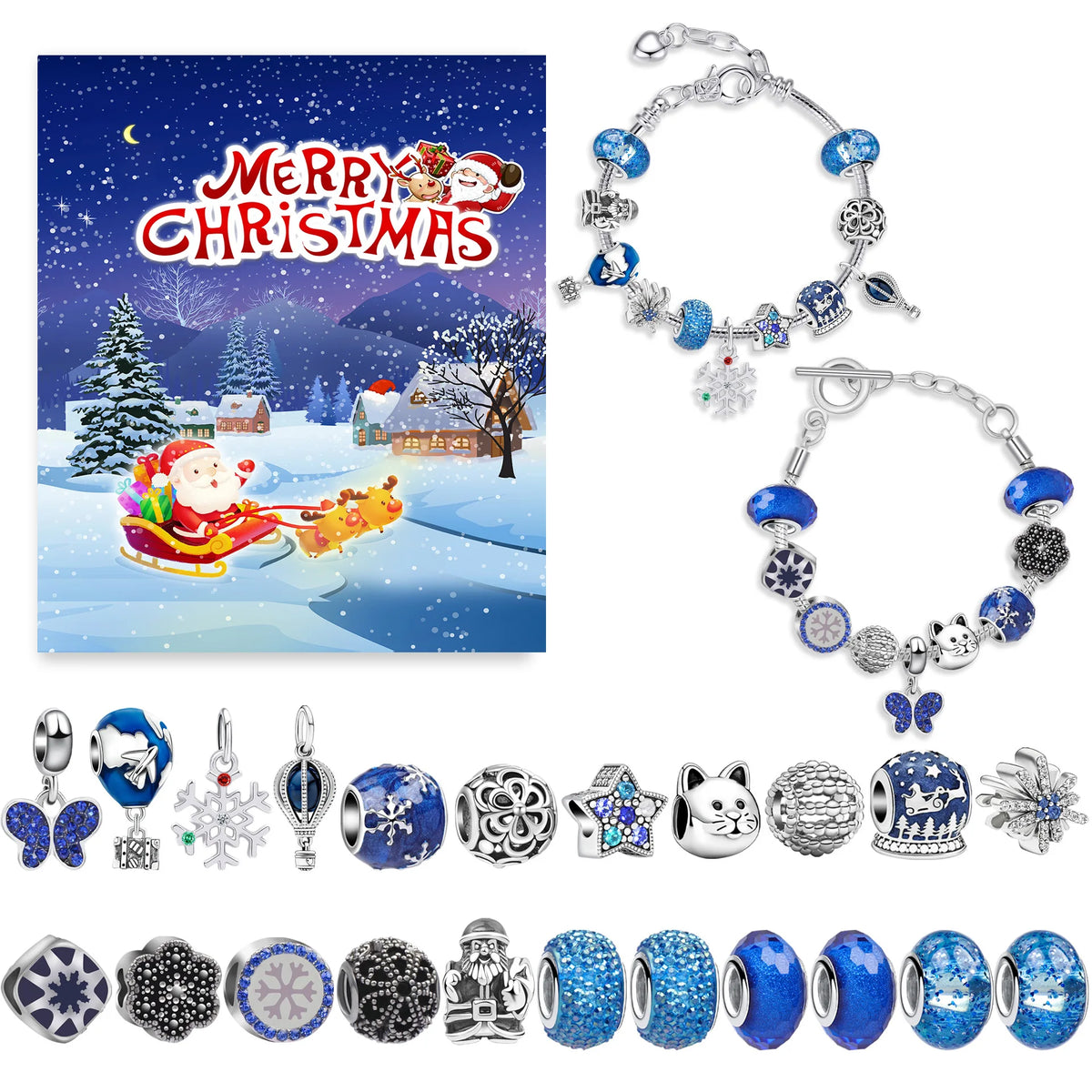 Julkalender smycken med 24 dagar, ringar, halsband och örhängen