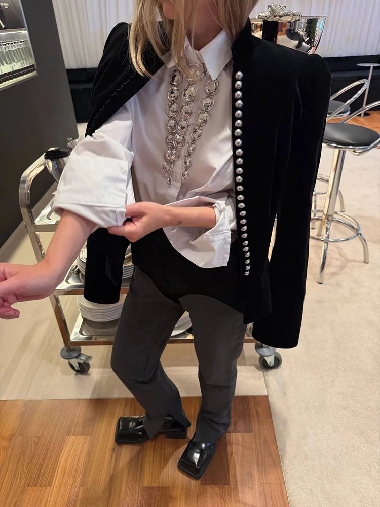 Dam tvådelat kjolset tryckt puffärmad skjortblus volangkjol