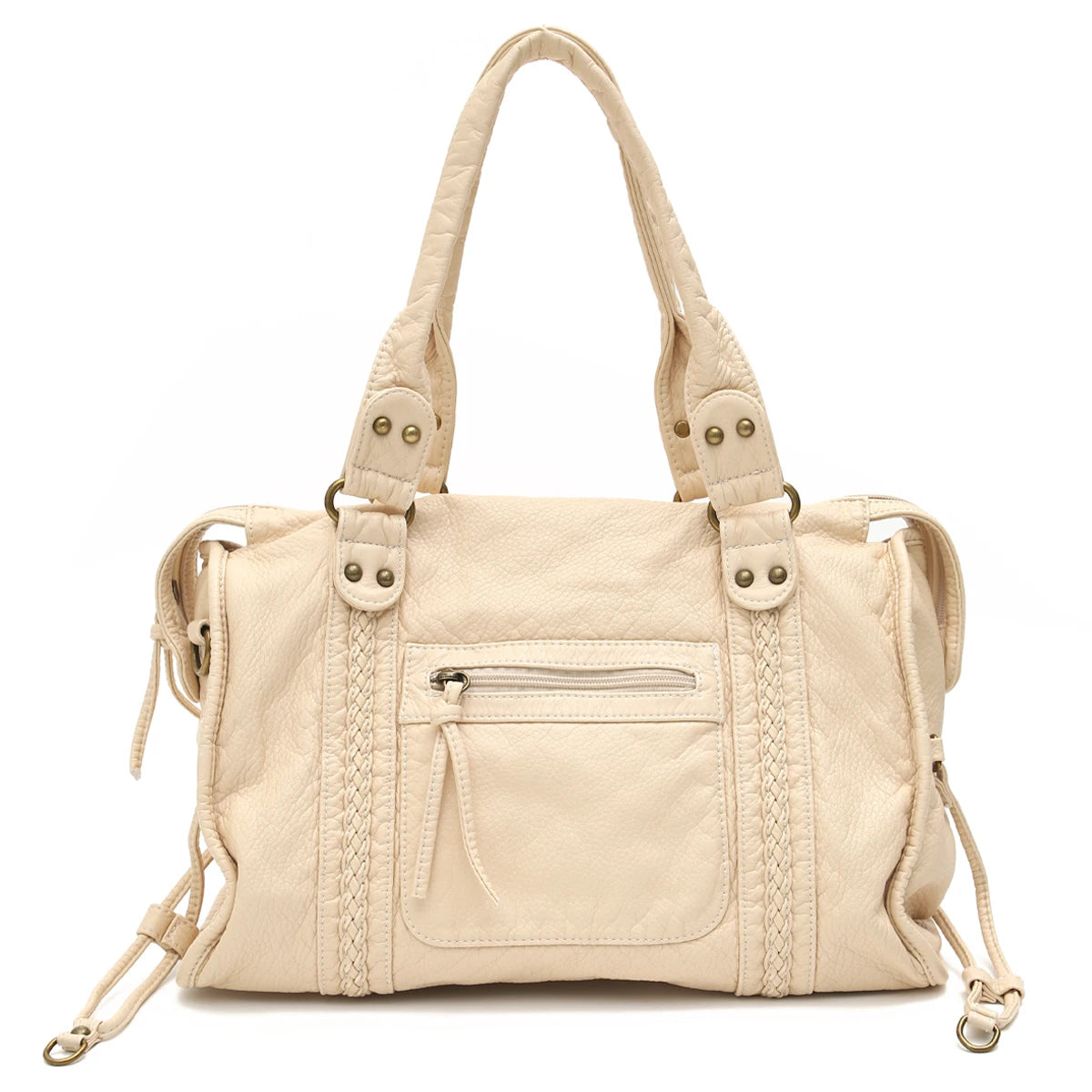 Crossbody väska dam med stor kapacitet, vintage tote och dragkedja med axelrem