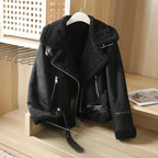 Vinterjacka dam pilotjacka shearlingfoder oversized krage