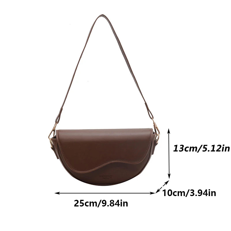 Crossbody väska dam vintage liten sadelväska med bred axelrem