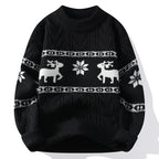 Jultröja herr stickad med hjortmotiv och rund hals