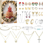 Julkalender smycken i guld med armband, halsband och örhängen