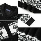 Jultröja herr stickad jacquard med julmönster och långa ärmar