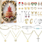 Julkalender smycken i guld med armband, halsband och örhängen