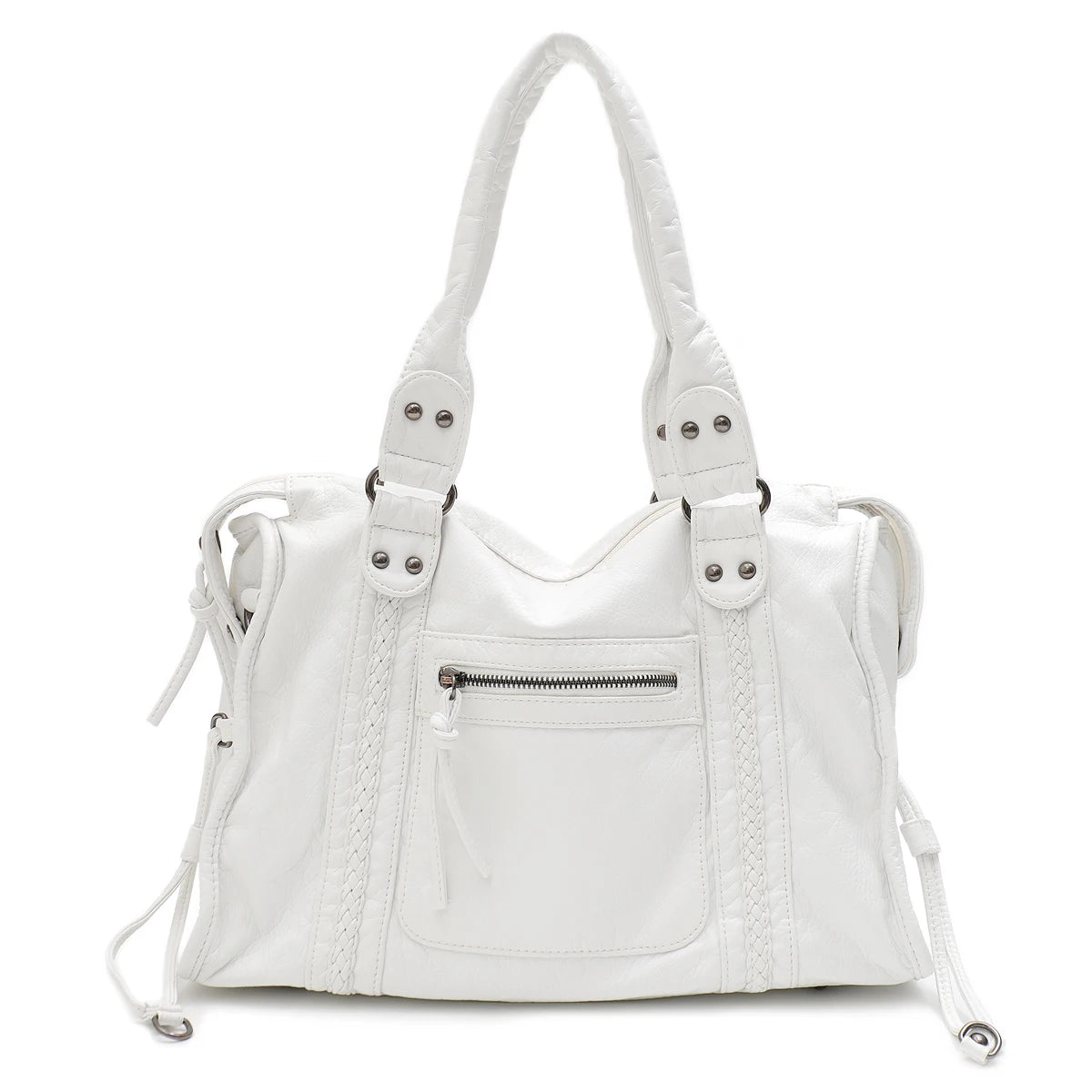 Crossbody väska dam med stor kapacitet, vintage tote och dragkedja med axelrem