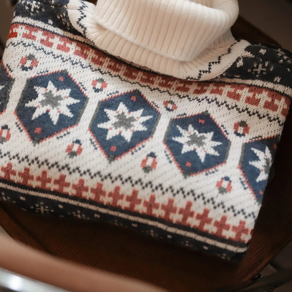 Stickad tröja herr Fair Isle mönster vintage vinter