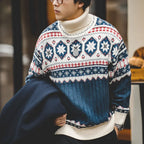 Stickad tröja herr Fair Isle mönster vintage vinter