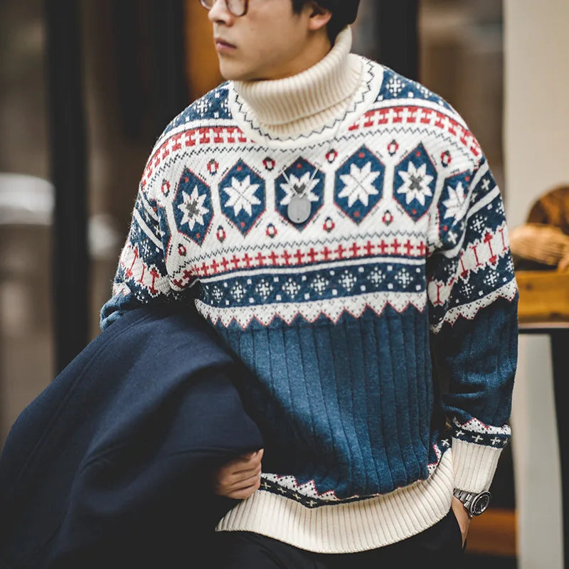 Stickad tröja herr Fair Isle mönster vintage vinter