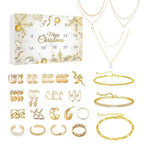 Julkalender smycken guld med halsband armband och örhängen i blommönster