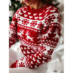Jultröja dam med snöflingemönster i stickad jacquard med långa ärmar