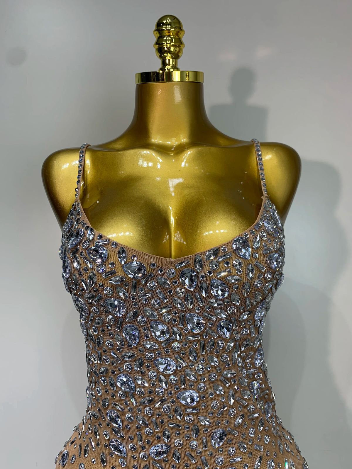 Strasklänning dam bodycon med genomskinlig mesh och figurnära passform