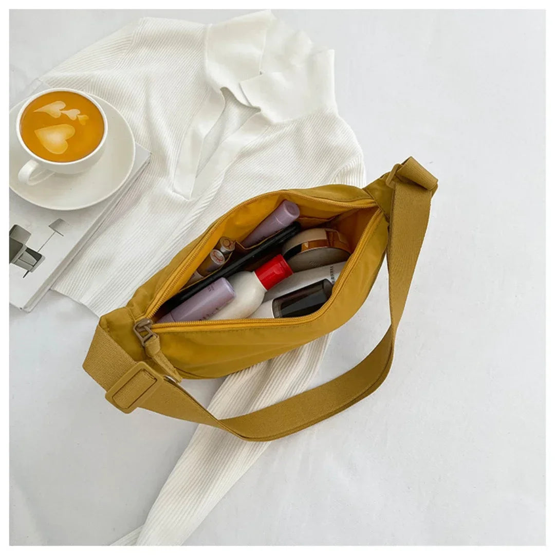 Crossbody väska dam hobo med stor kapacitet i mjukt tyg