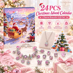 Julkalender berlockarmband i metall med 24 dagar set