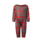 Julpyjamas dam rödrutig familjematchande set med knappskjorta och byxor