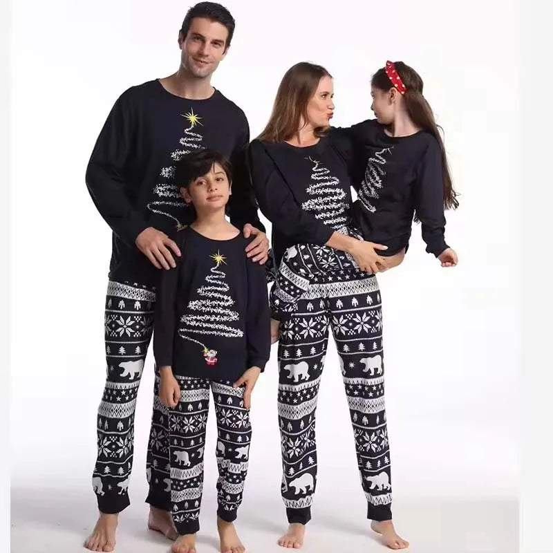 Julpyjamas familjeset matchande dam herr barn bebis