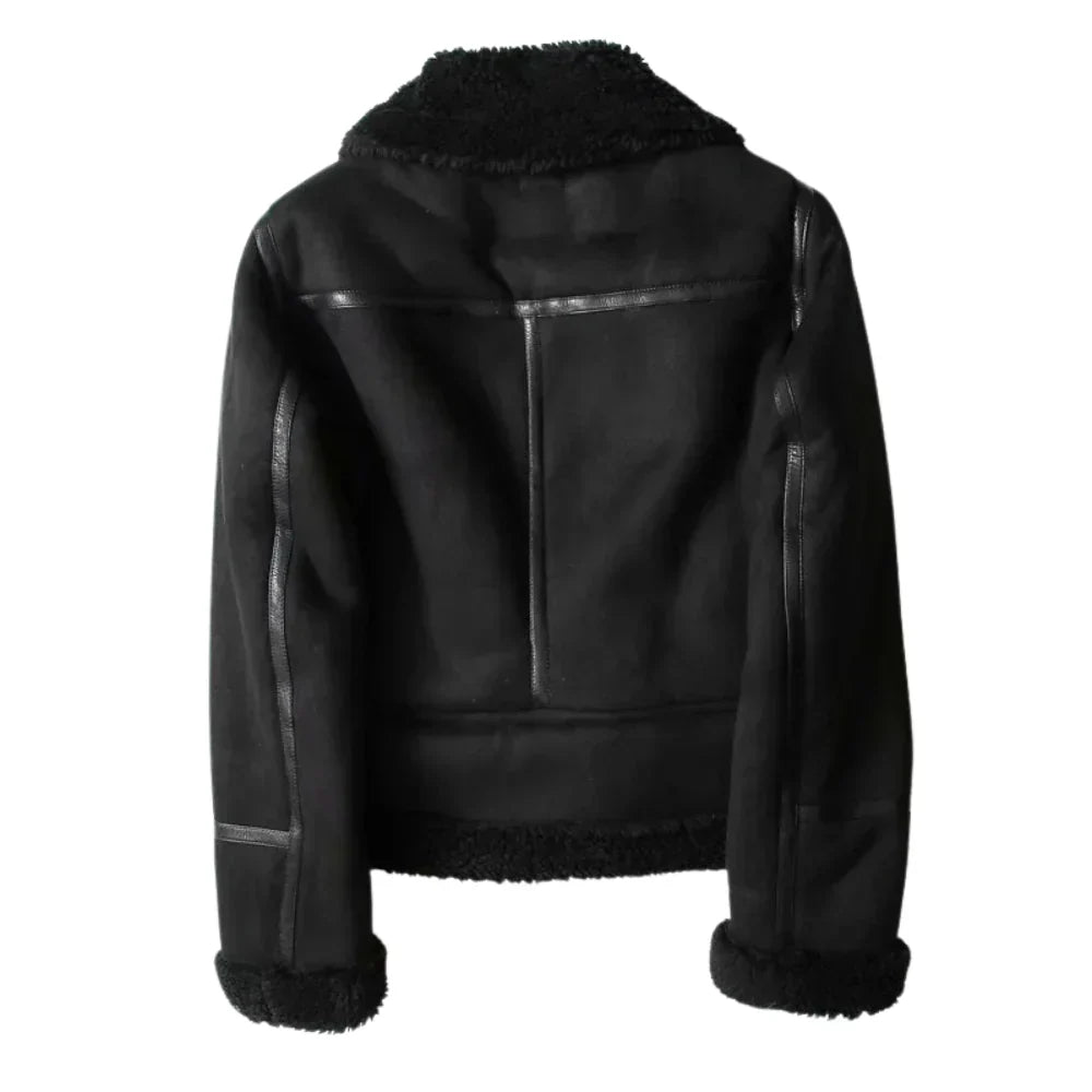 Vinterjacka dam pilotjacka shearlingfoder oversized krage
