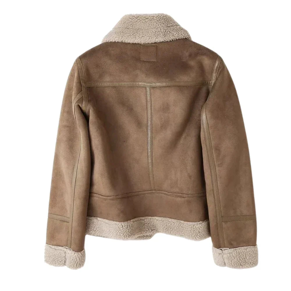 Vinterjacka dam pilotjacka shearlingfoder oversized krage