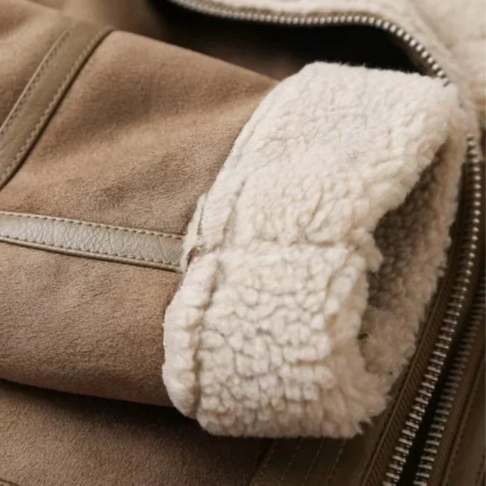 Vinterjacka dam pilotjacka shearlingfoder oversized krage