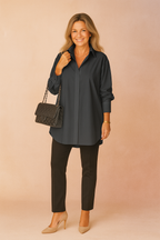 Blus dam oversize skjortstil med krage och rak passform