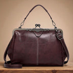 Handväska dam vintage präglad crossbody med justerbar axelrem