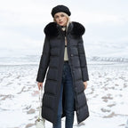 Parkas dam med pälskantad huva, vattenavvisande och vindtät vinterjacka