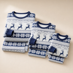 Julpyjamas familj nordiskt renmönster långärmad set för vuxna och barn
