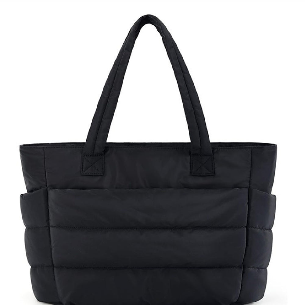 Axelväska dam vadderad med laptopfack, mjuk ultralätt design