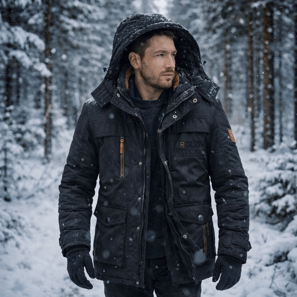Vinterjacka dam gevadderad parka med fleecefoder och kapuschong