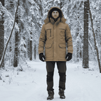 Vinterjacka dam gevadderad parka med fleecefoder och kapuschong