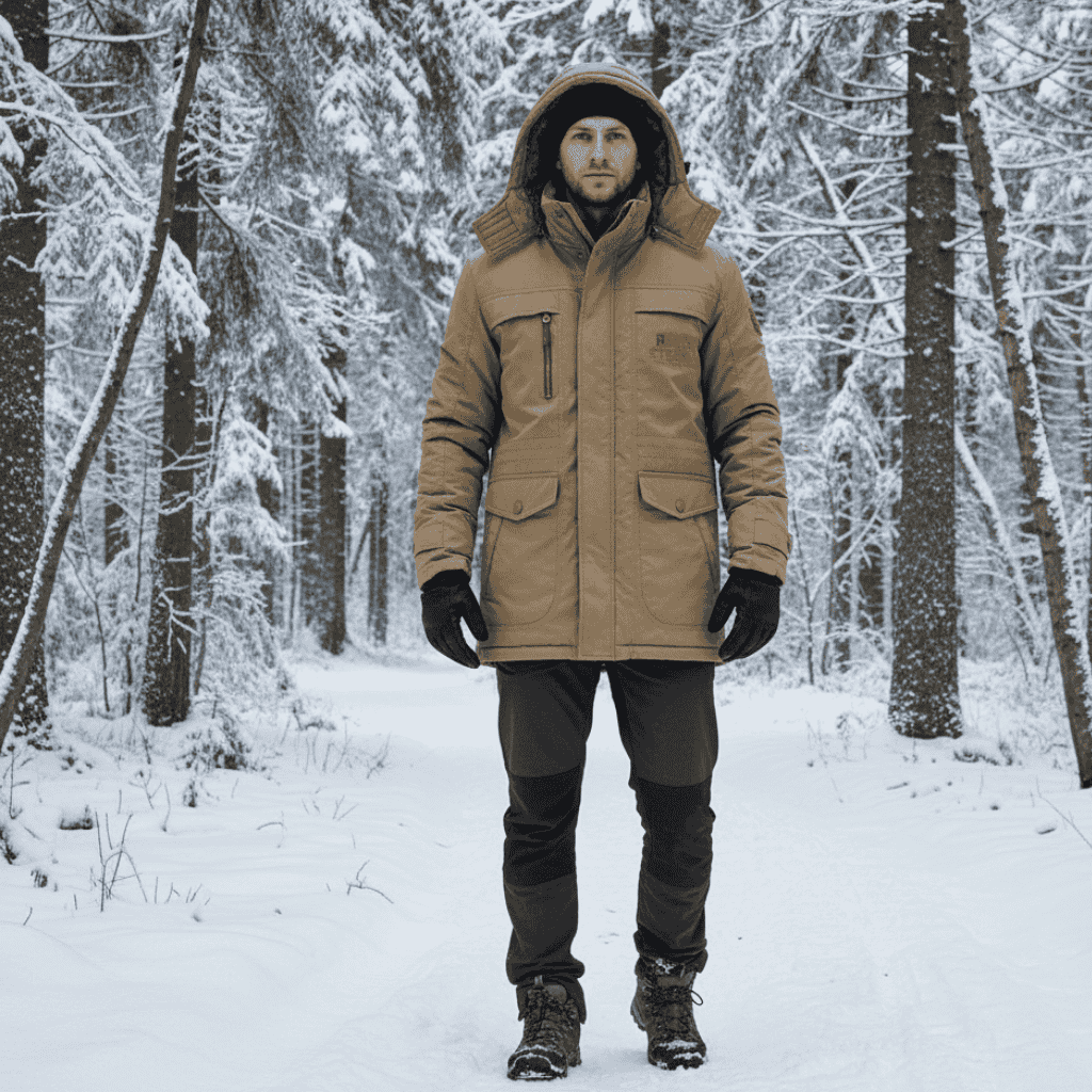 Vinterjacka dam gevadderad parka med fleecefoder och kapuschong