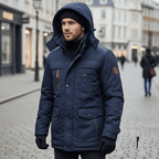 Vinterjacka dam gevadderad parka med fleecefoder och kapuschong