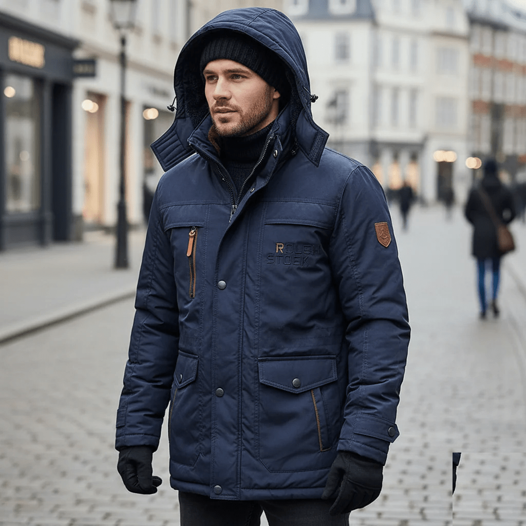 Vinterjacka dam gevadderad parka med fleecefoder och kapuschong