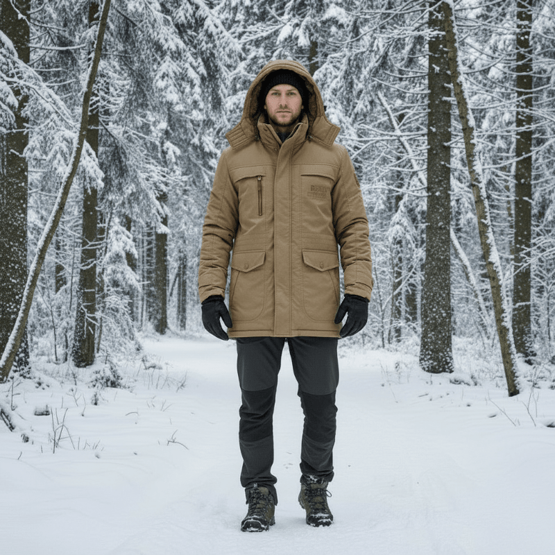 Vinterjacka dam gevadderad parka med fleecefoder och kapuschong