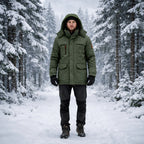 Vinterjacka dam gevadderad parka med fleecefoder och kapuschong
