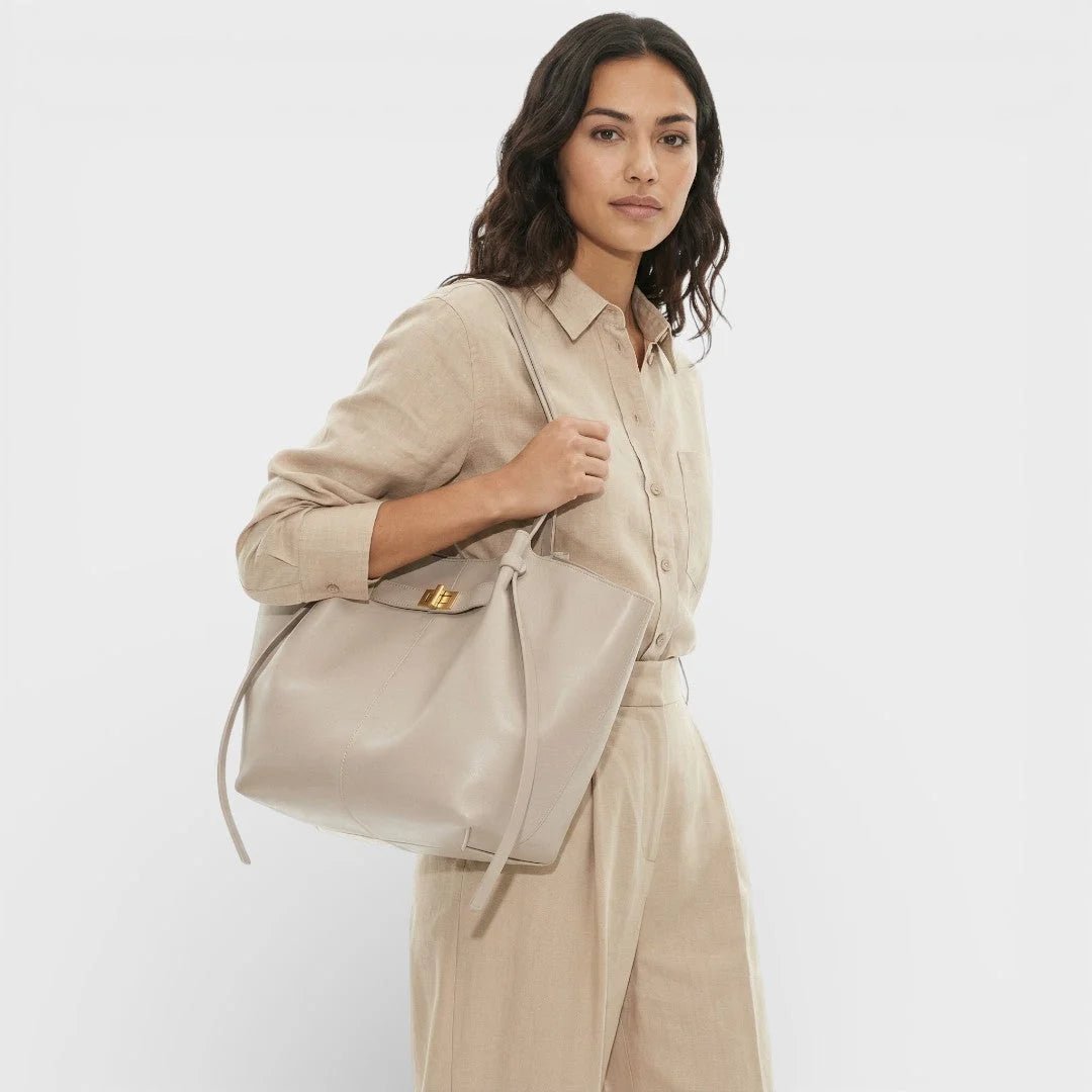 Tote bag dam strukturerad shopper handväska med stort innerfack