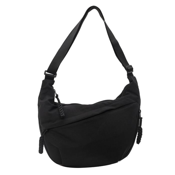 Crossbody väska dam halvmånformad med justerbar axelrem och flerfack