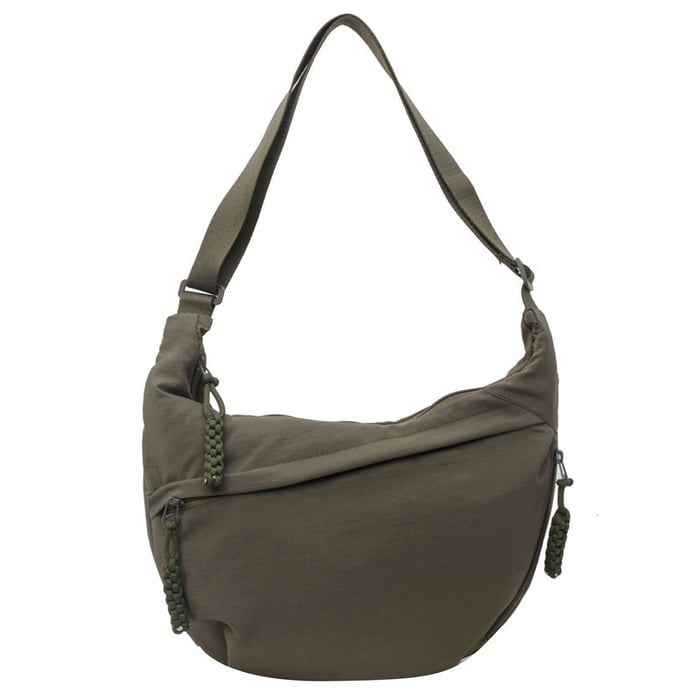 Crossbody väska dam halvmånformad med justerbar axelrem och flerfack